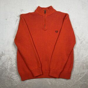 Chaps Mens XL Orange Cotton 1/4 Zip Mock Neck Sweater